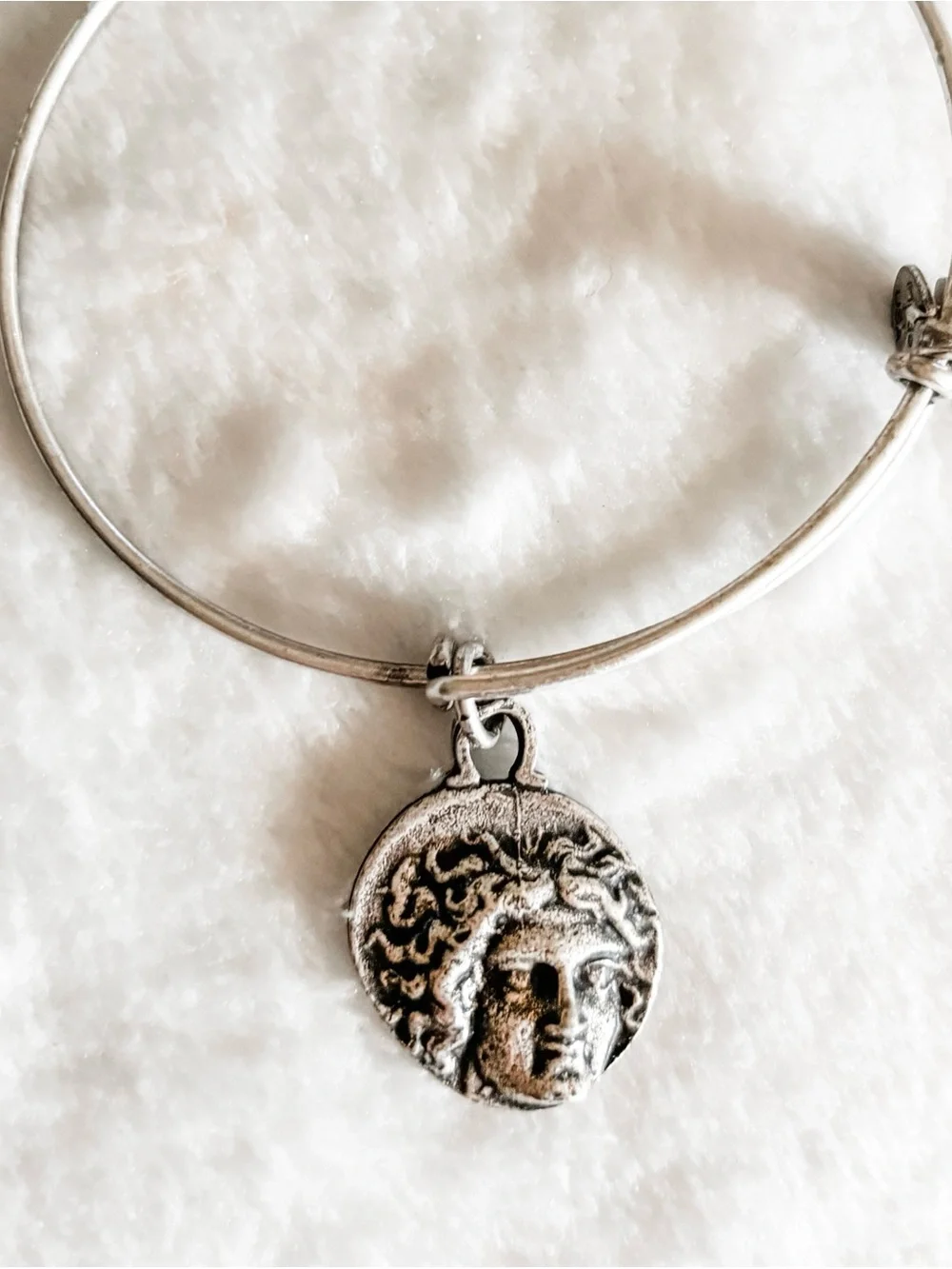 RETIRED! Alex and Ani Byzantine Helios Coin Charm Bangle Bracelet - Silver